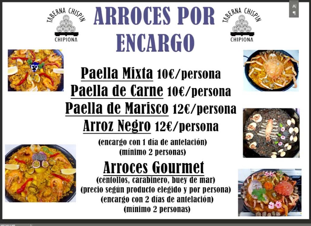 Taberna Chispin — Carta