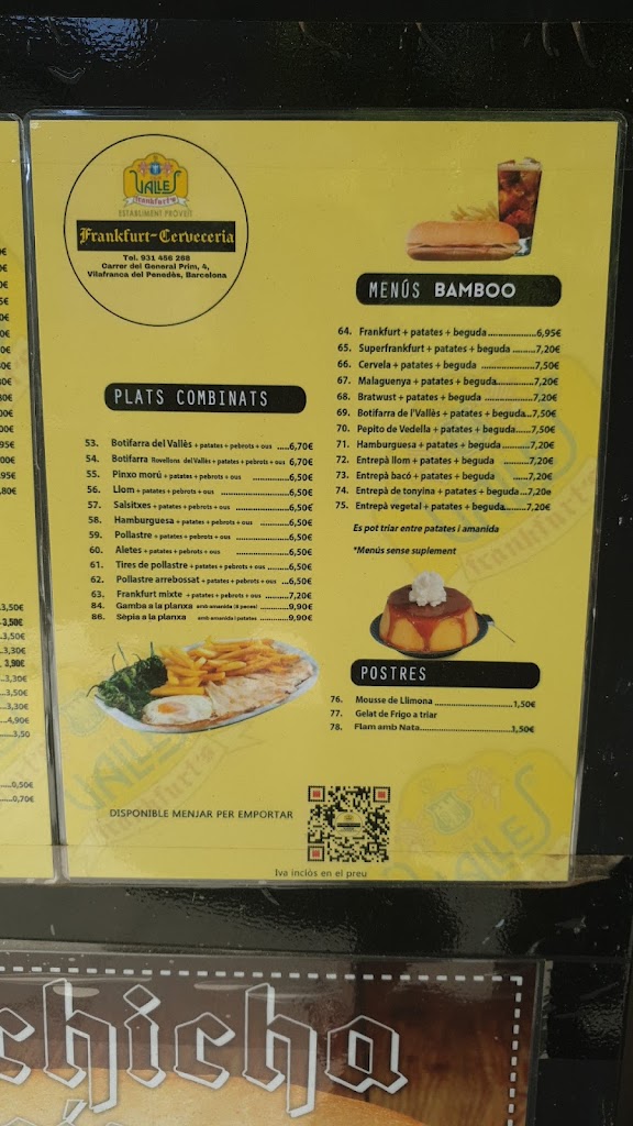 BAMBOO, Vilafranca — Carta
