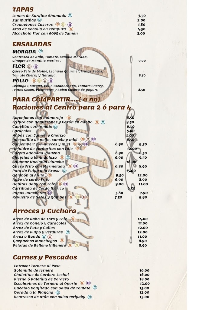 Restaurante DiTrevi — Carta