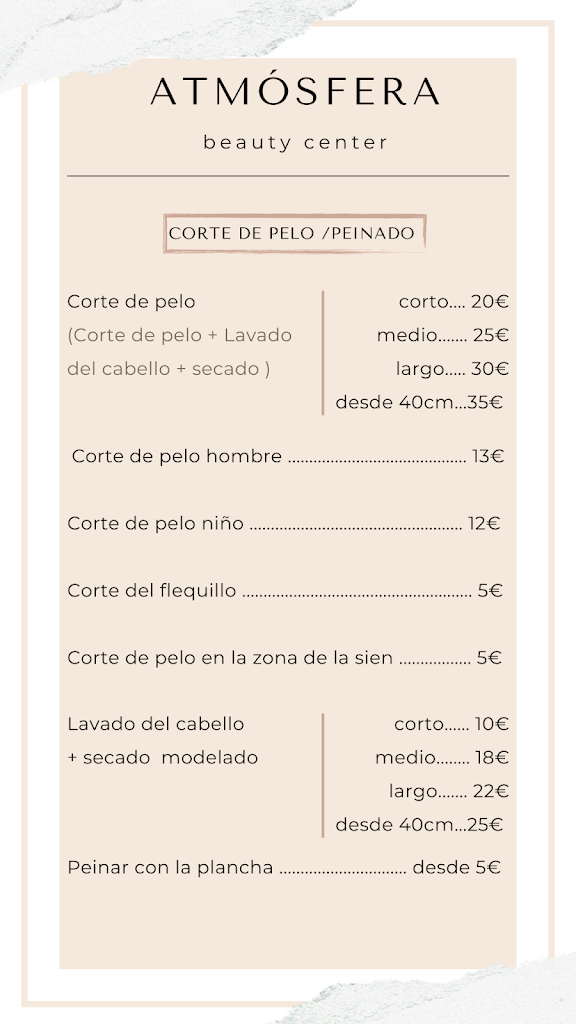Atmosfera beauty center — Carta