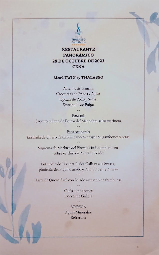 Restaurante Panoramico Las Sirenas — Carta
