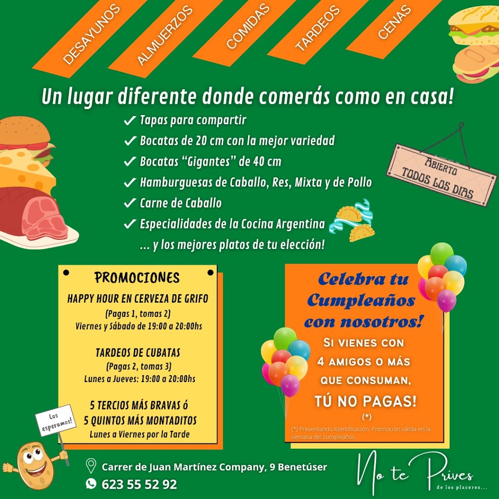 Restaurante No Te Prives — Carta