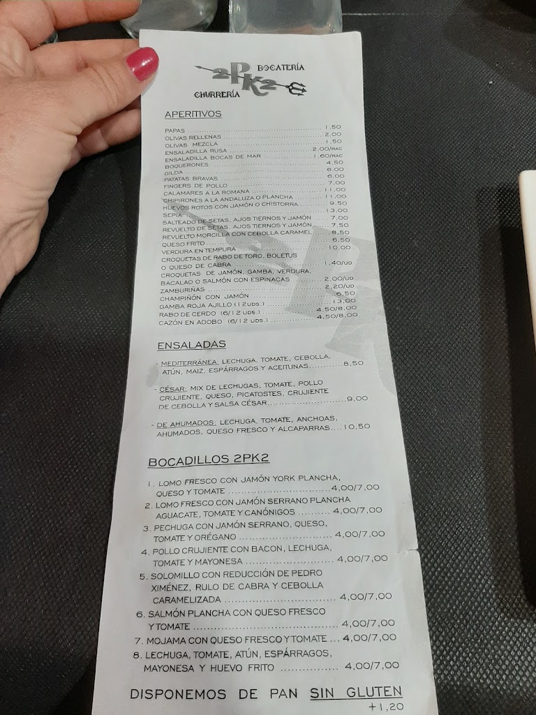 2Pk2 CHURRERIA - BOCATERIA — Carta