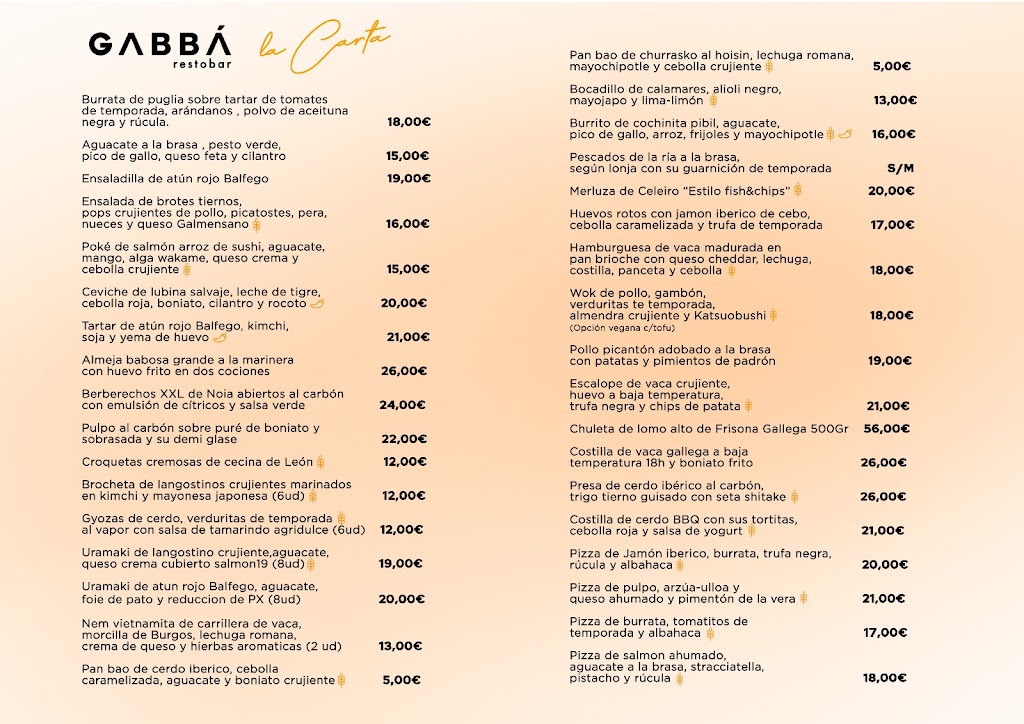 GABBA SANXENXO — Carta