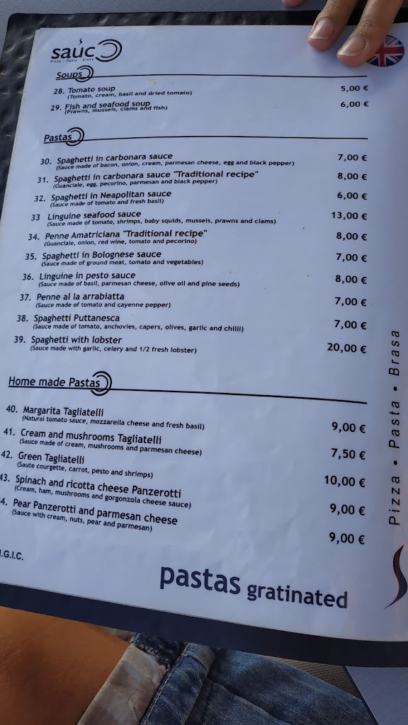Restaurante Sauco — Carta