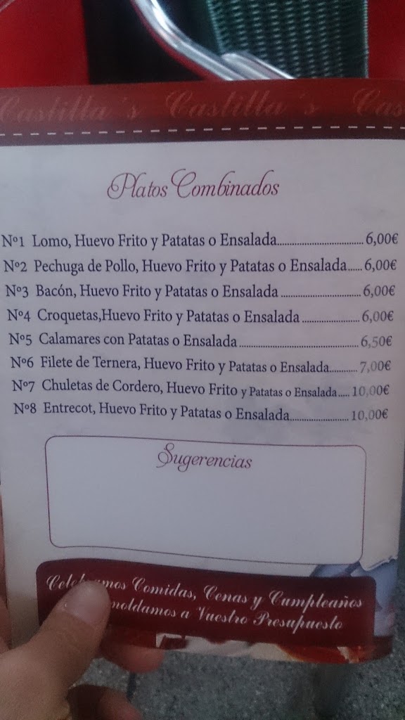 Bar Castilla's — Carta