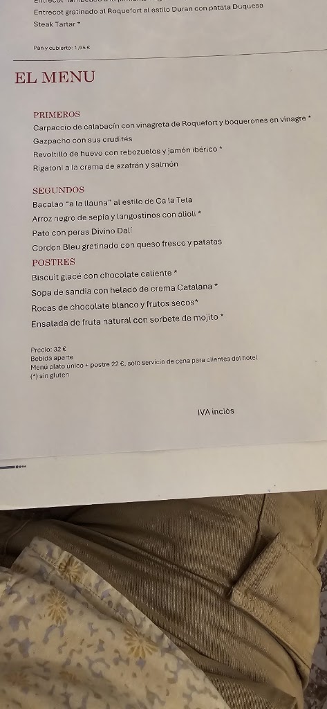 Restaurant Duran — Carta