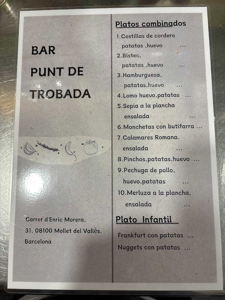 Bar Restaurant Punt de Trobada — Carta