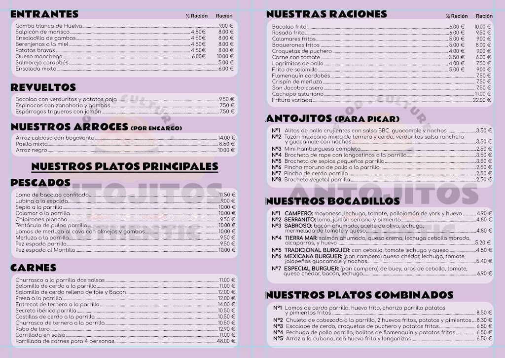 Antojitos — Carta