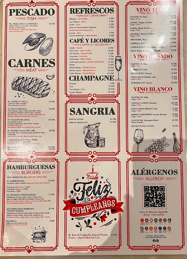 Pizzeria Picasso — Carta