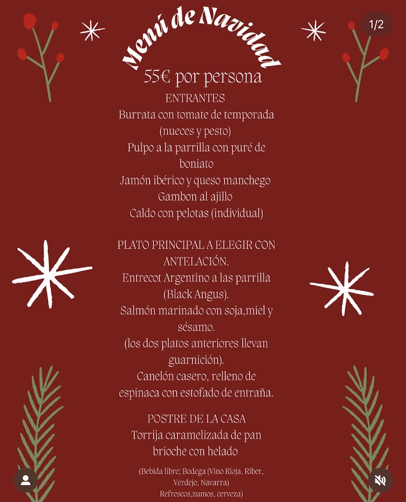 Restaurante Claro de Luna — Carta