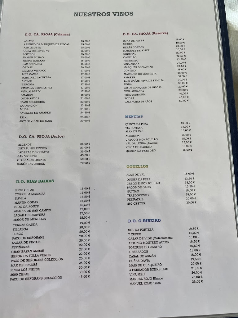 Meson Restaurante de Manuel — Carta