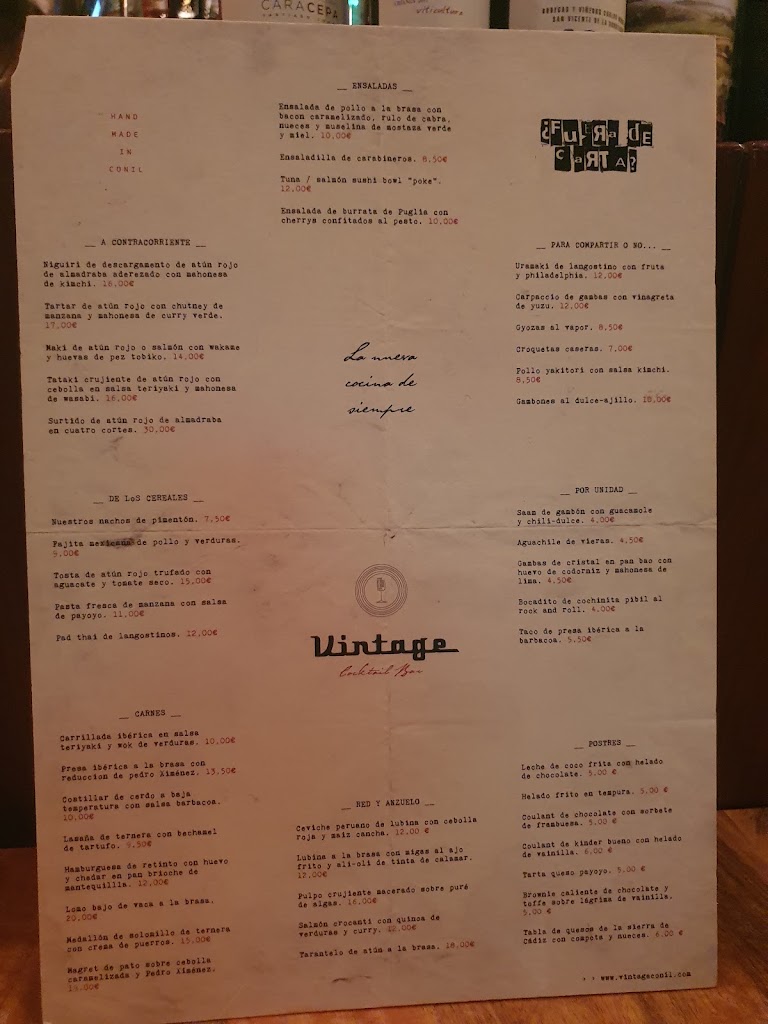 Vintage Conil Bar — Carta