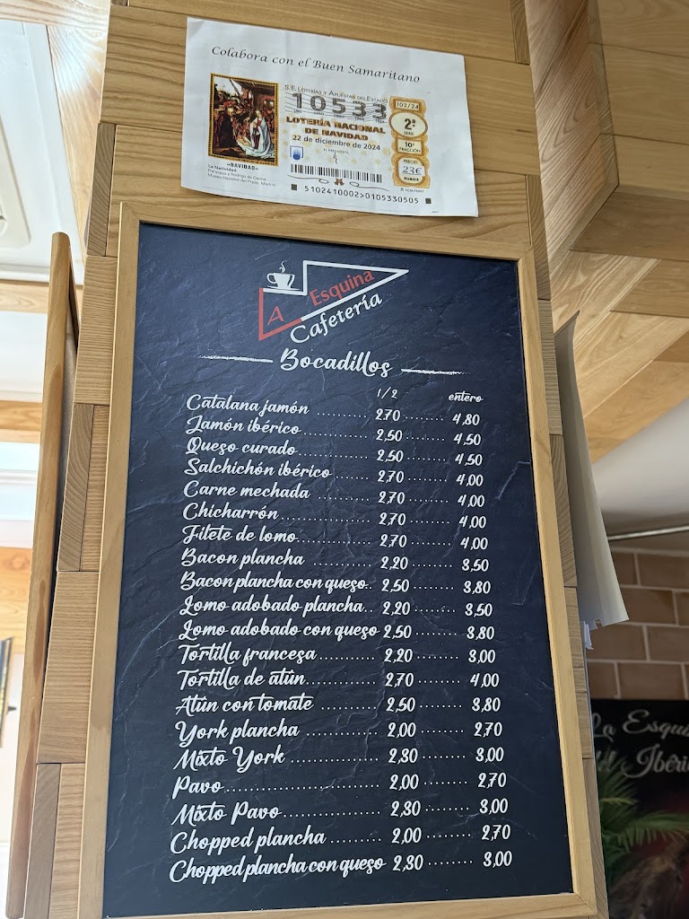Cafeteria Churreria La Esquina — Carta