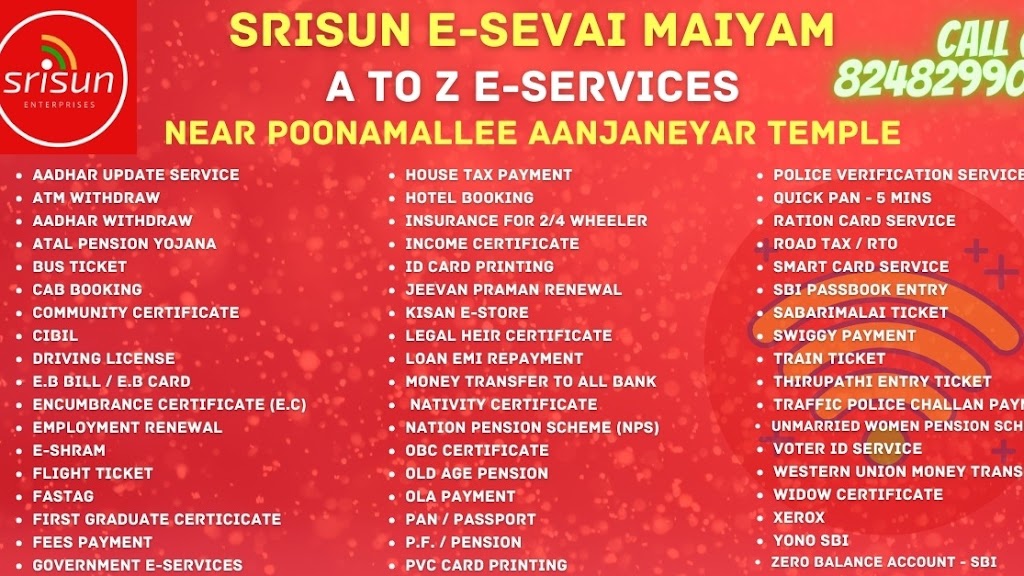 Srisun E Sevai Maiyam Aadhaar Updation Centre