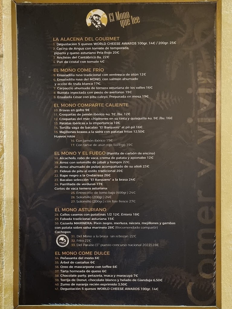 El Mono que lee — Carta