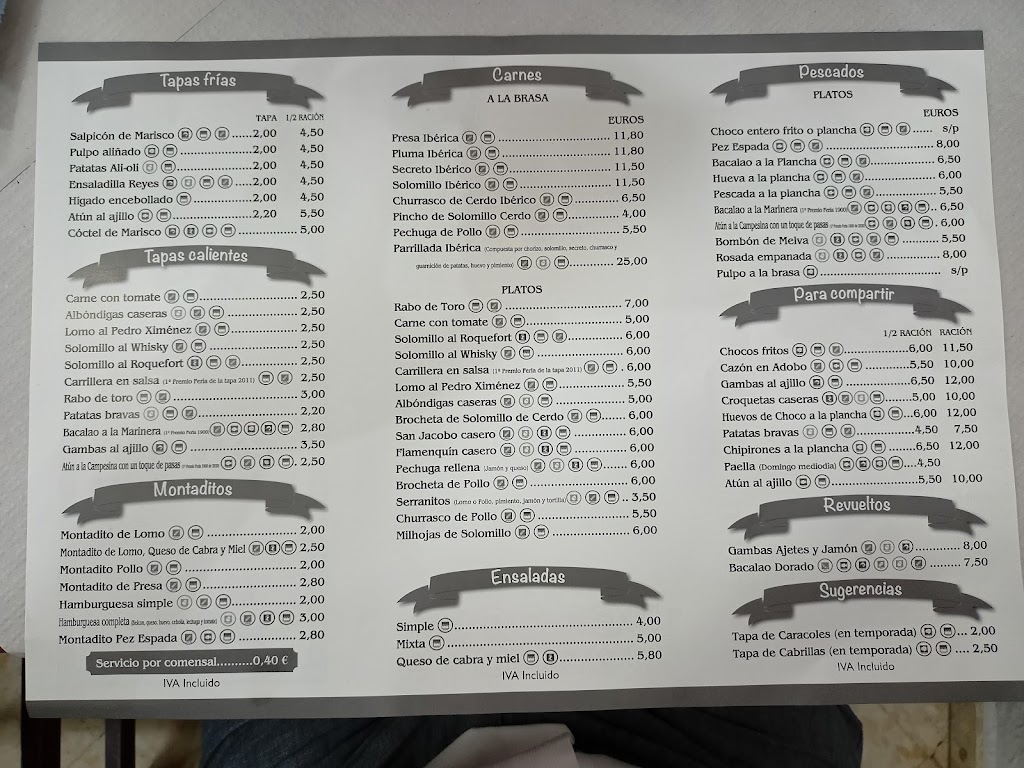 Cafe - Bar Reyes — Carta
