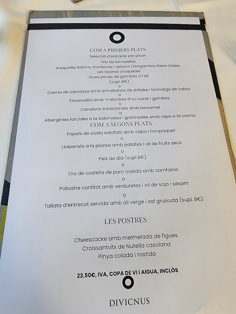 DiVicnus Restaurant — Carta