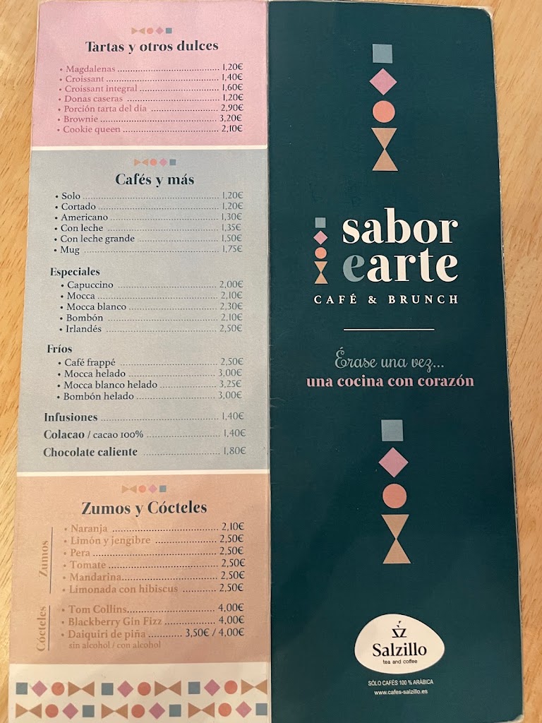 Saborearte Cafe y Brunch — Carta
