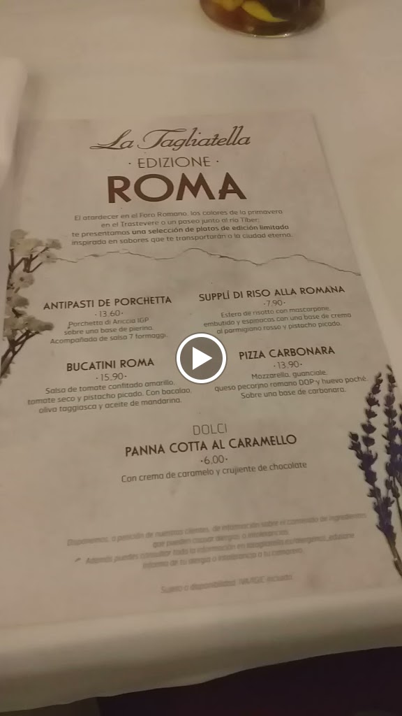 Restaurante La Tagliatella | Pontevedra — Carta