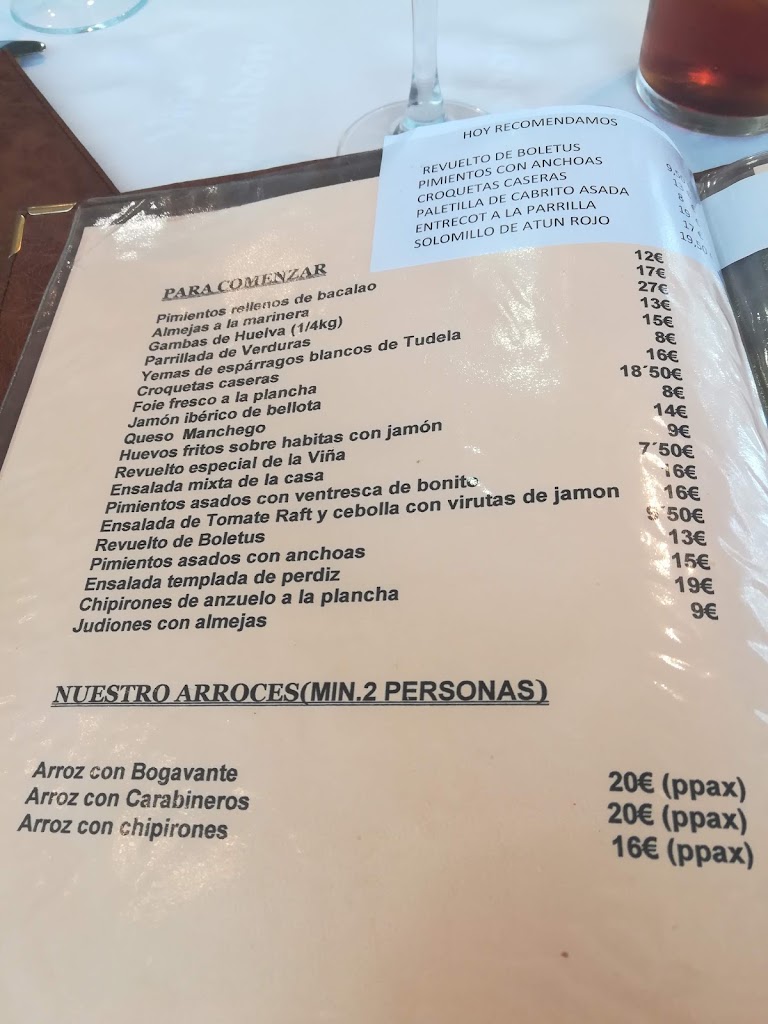 Restaurante Vina Gabaldon — Carta