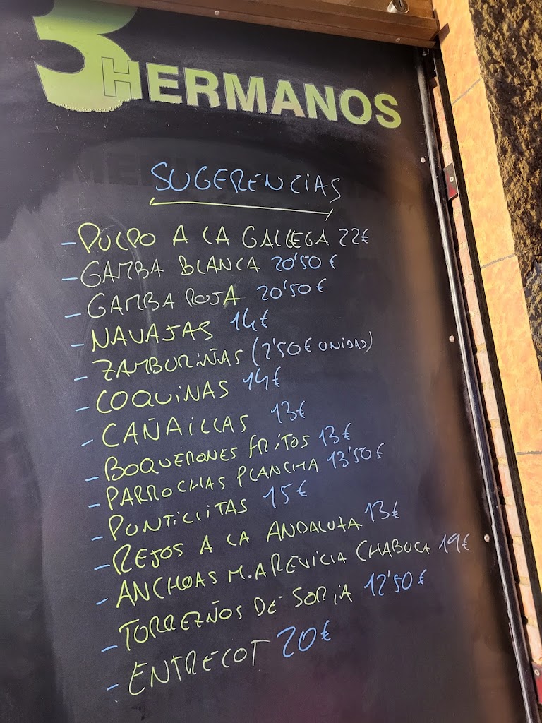 Bar Marisqueria Tres Hermanos — Carta