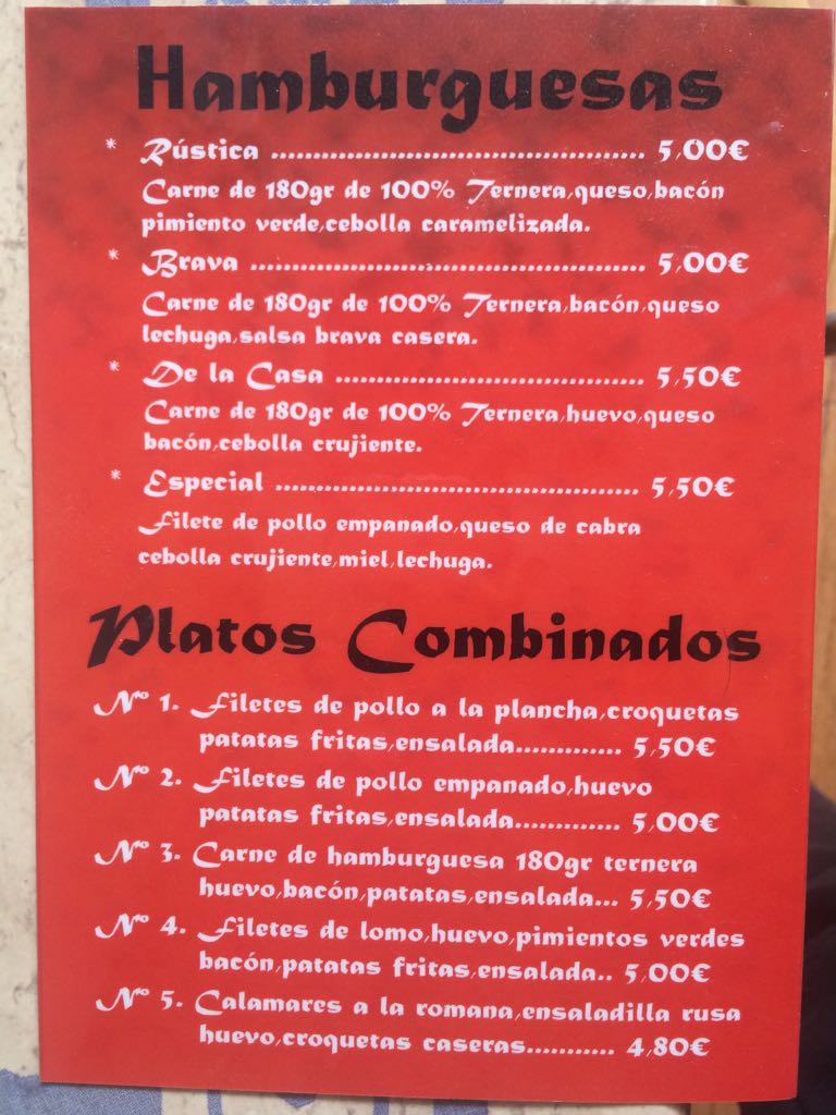 Taperia Bar Cafeteria NAM NAm — Carta