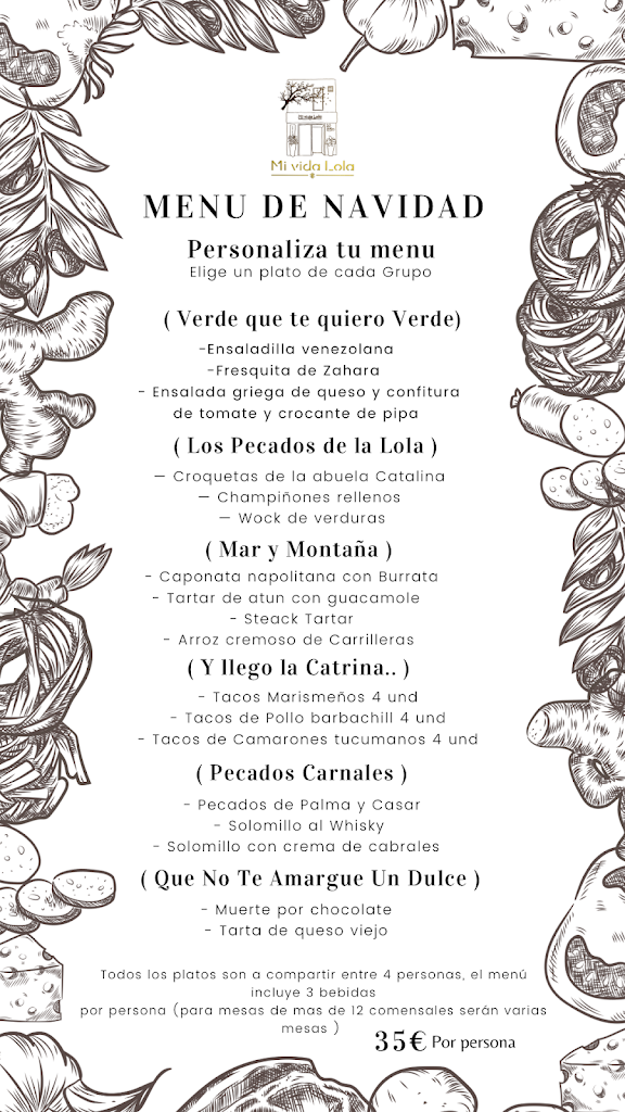 Restaurante Mi Vida Lola — Carta