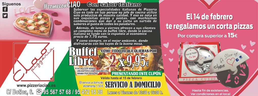 Pizzeria Ciao Utrera — Carta