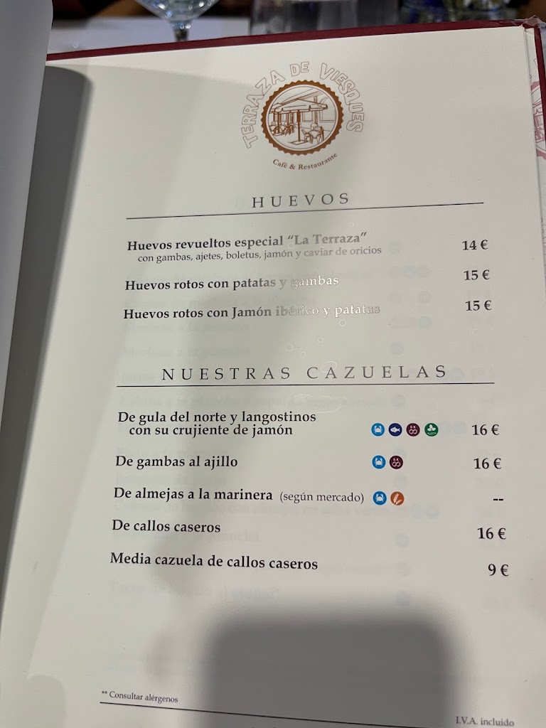 Restaurante La Terraza de Viesques — Carta