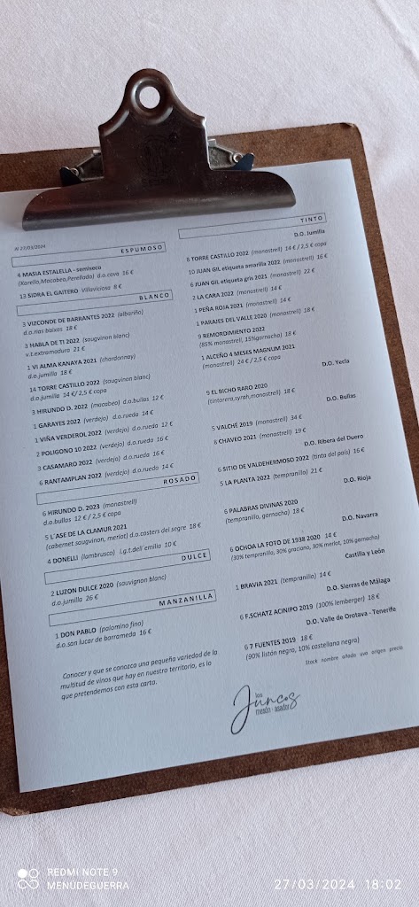 Meson Asador Los Juncos — Carta
