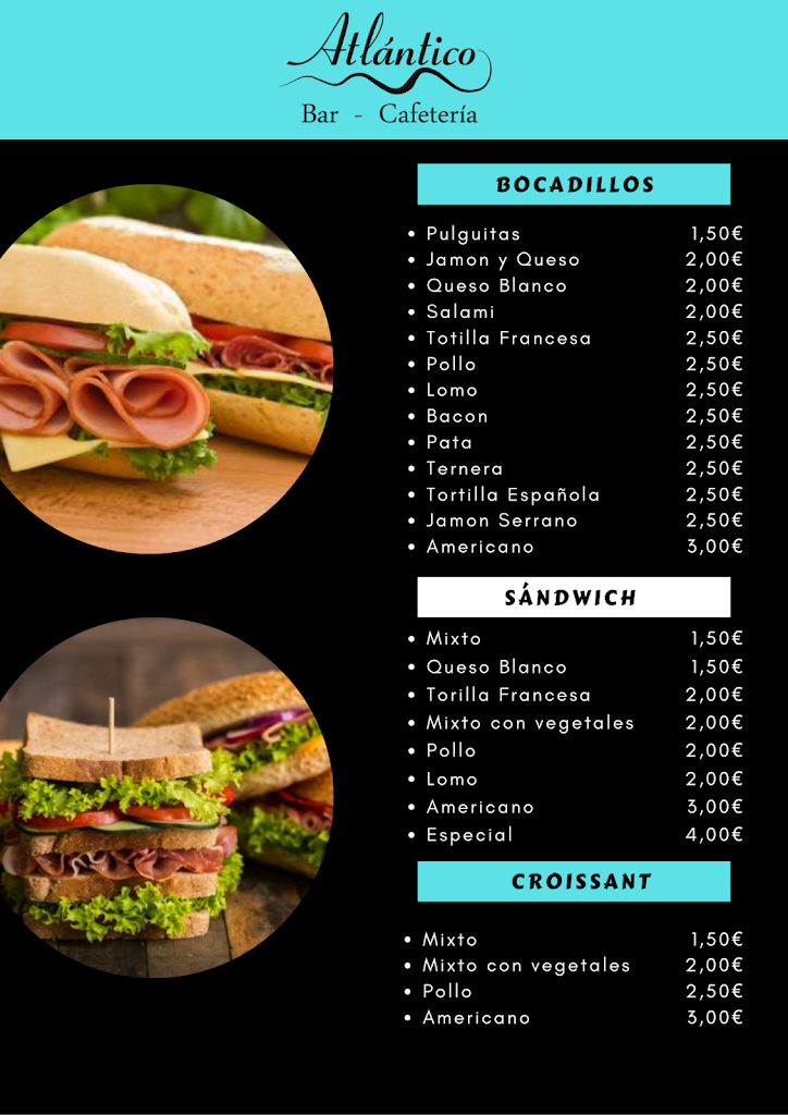 Bar Atlantico - Bar en La Palma — Carta