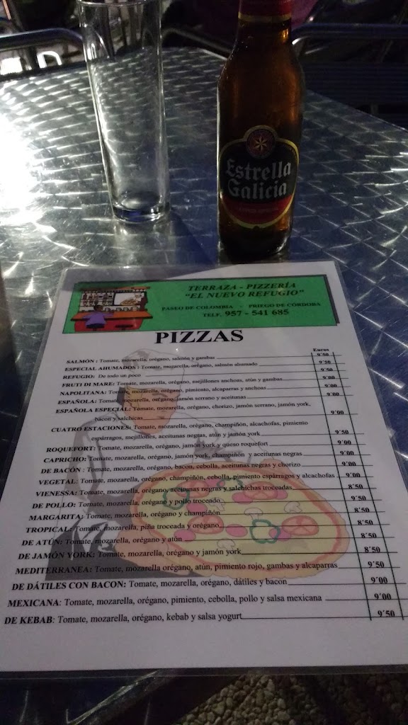 Pizzeria El Refugio — Carta
