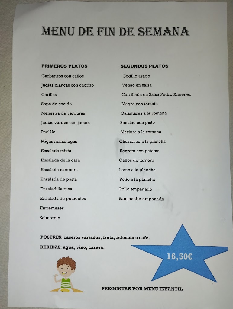 Bar Restaurante Europa — Carta