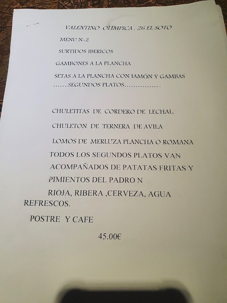 Cafeteria Verbos — Carta