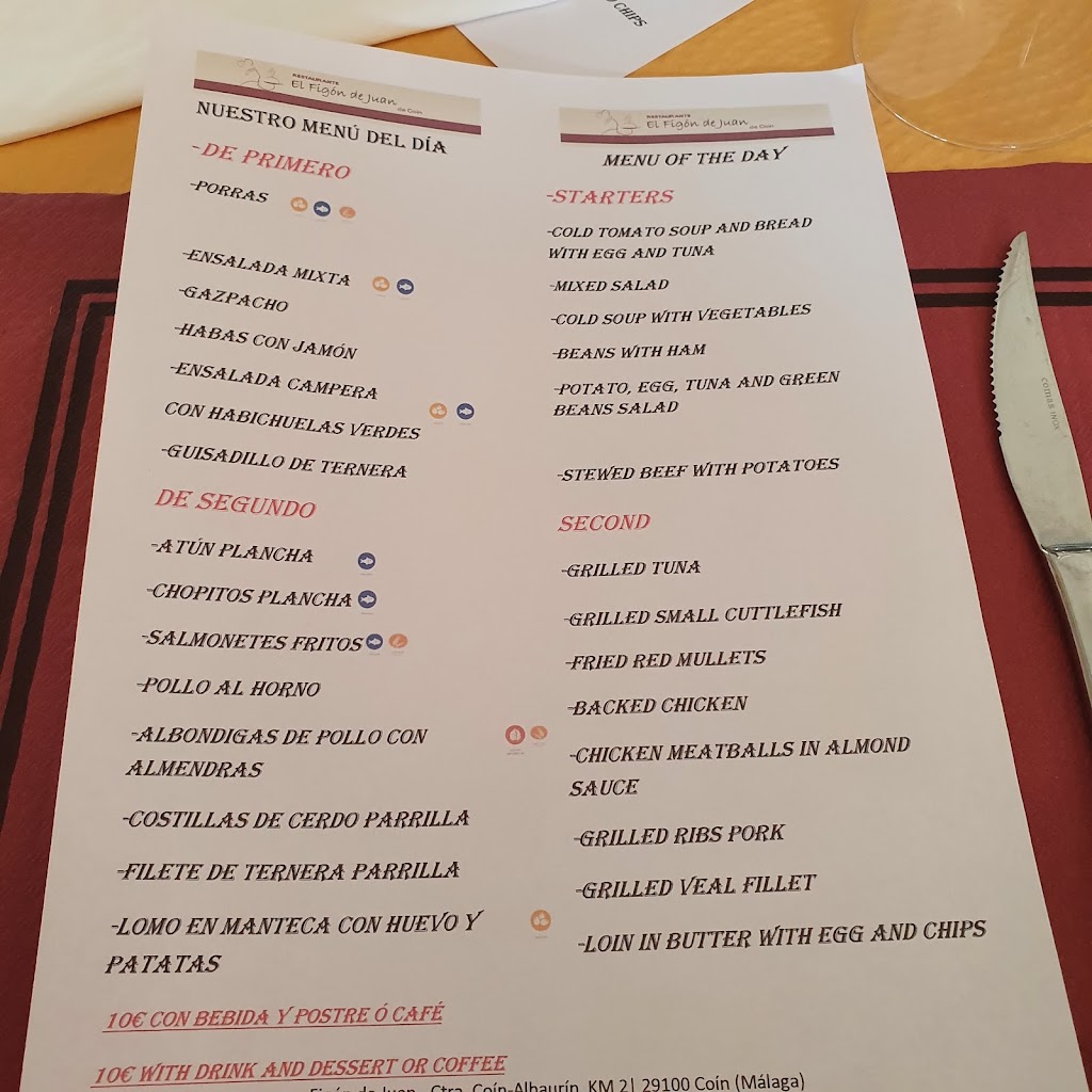 Restaurante El Figon de Juan — Carta