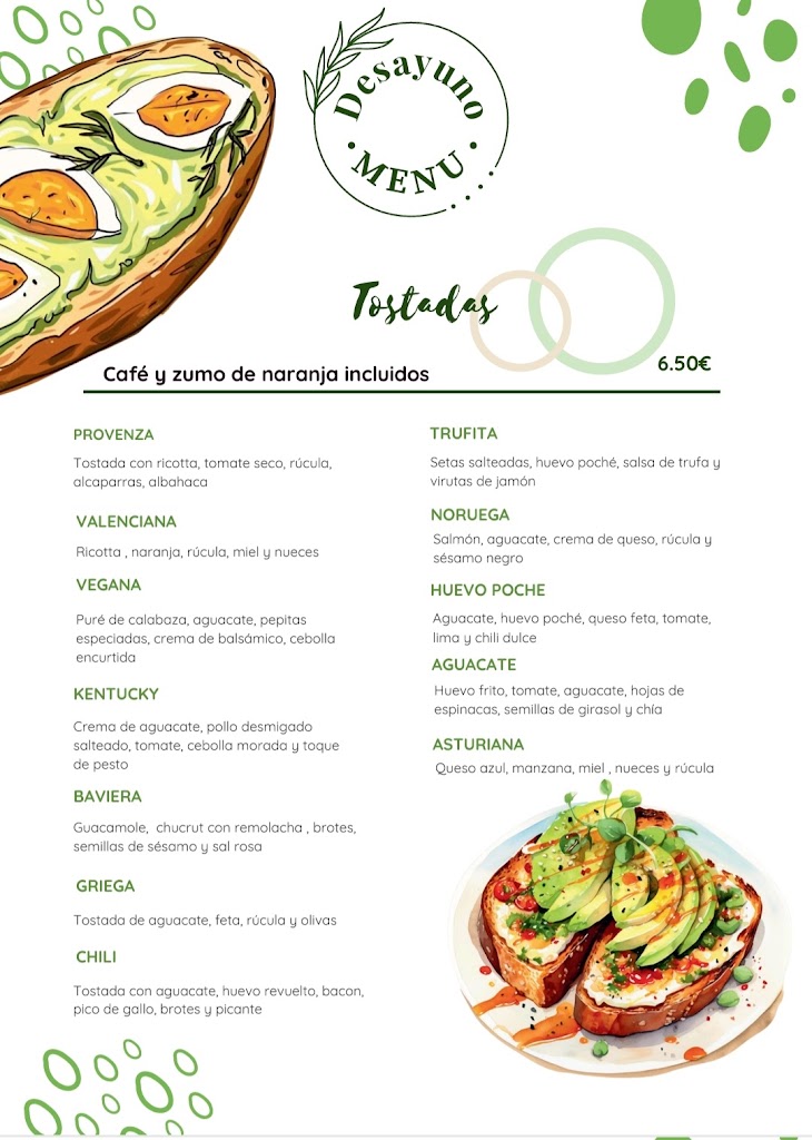Cafeteria Palio — Carta