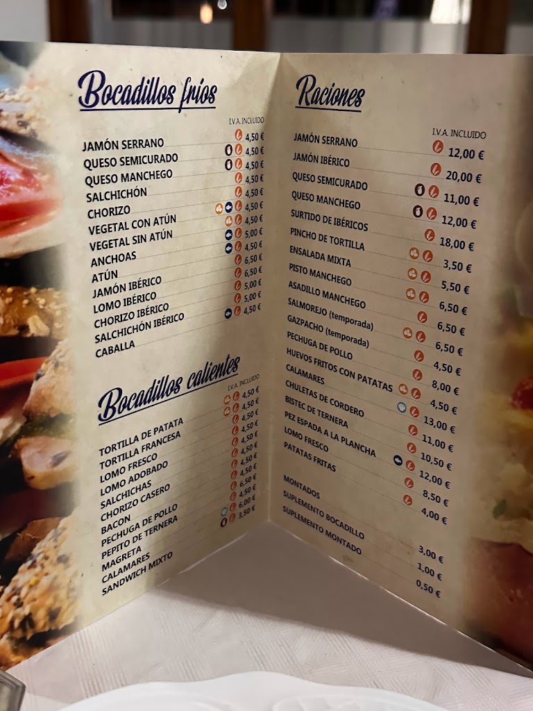 Restaurante Hostal Manolo — Carta