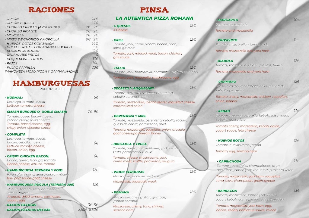 Restaurante Asador Chambao — Carta