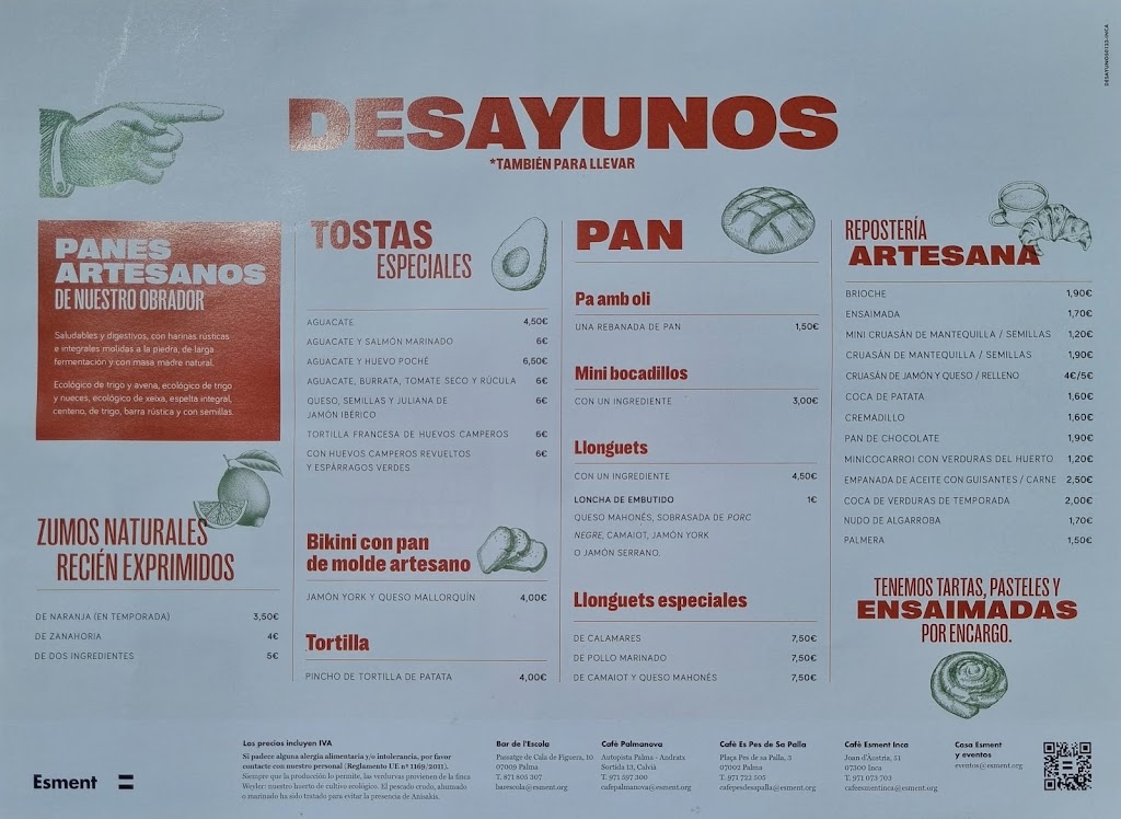 Cafe Inca — Carta