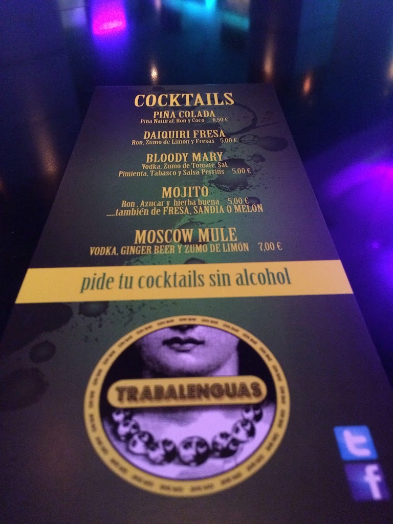 Bar Trabalenguas Copas — Carta