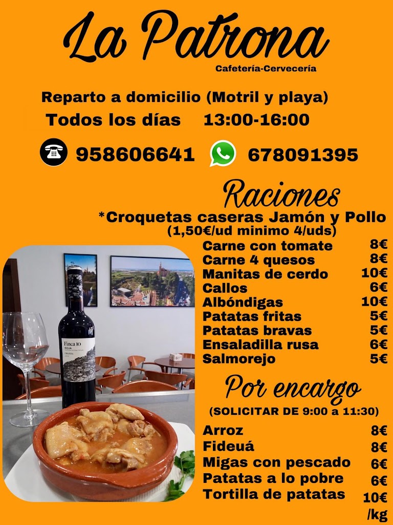 Cafeteria Bar la Patrona — Carta