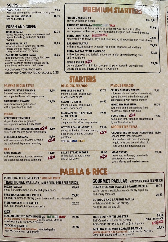 Restaurante La Farola del Mar — Carta