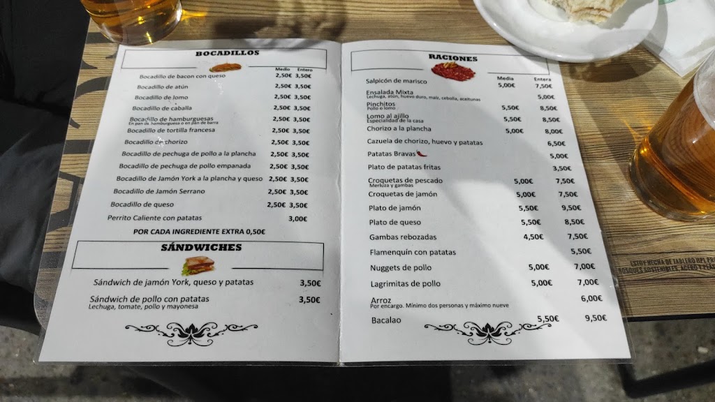 Bar Osuna — Carta