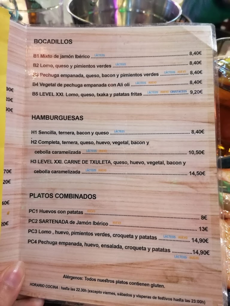 Bar Level 21 — Carta