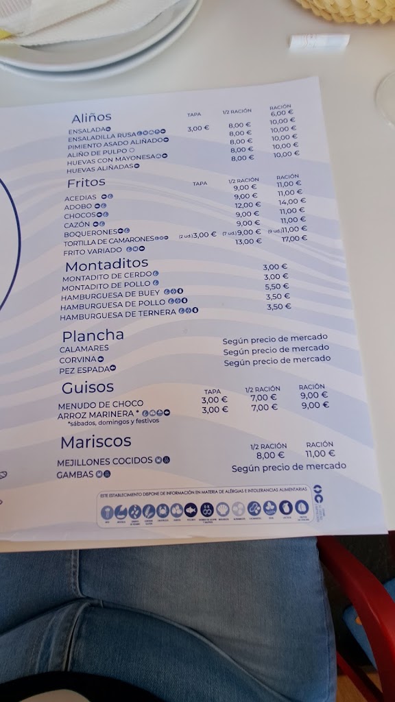 Cantina Marinera Rota — Carta