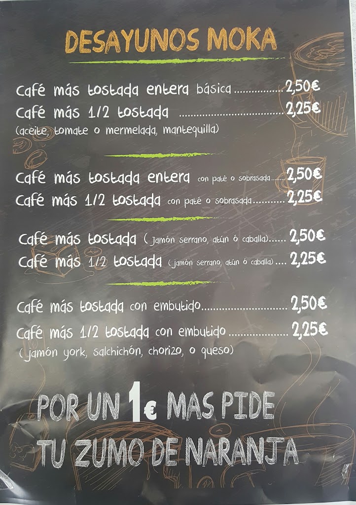 Cafeteria Bar Moka — Carta