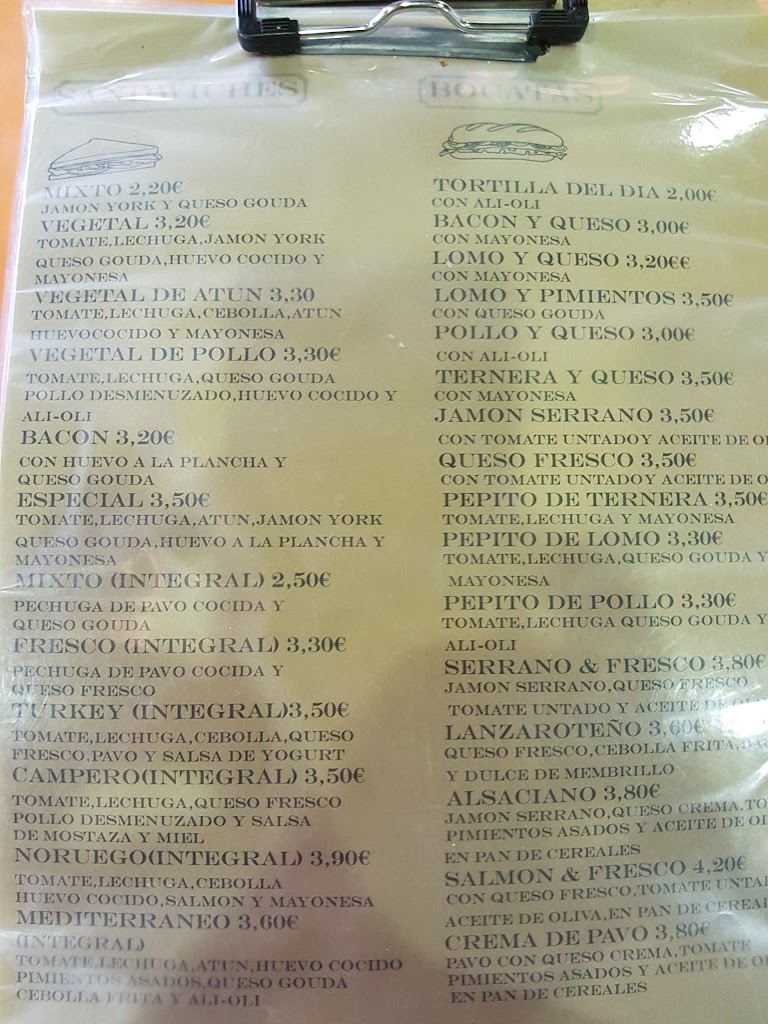 D'Zumos Juice Bar & Cafe — Carta