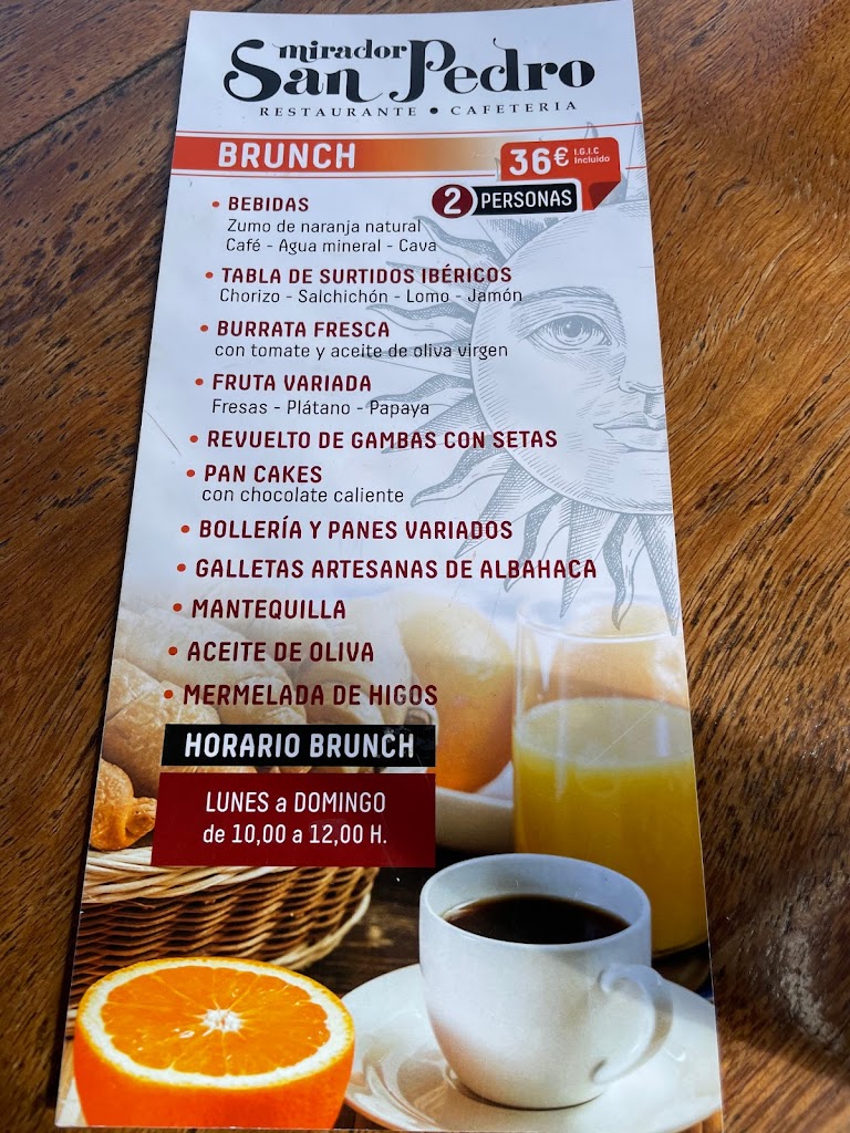 Restaurante Mirador de San Pedro — Carta