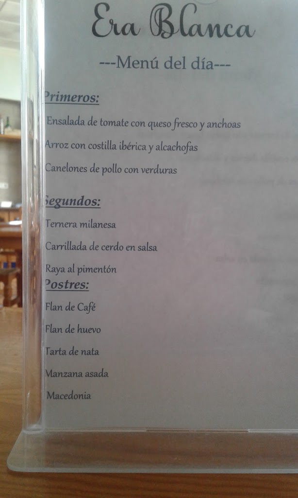 Bar Restaurante Era Blanca — Carta